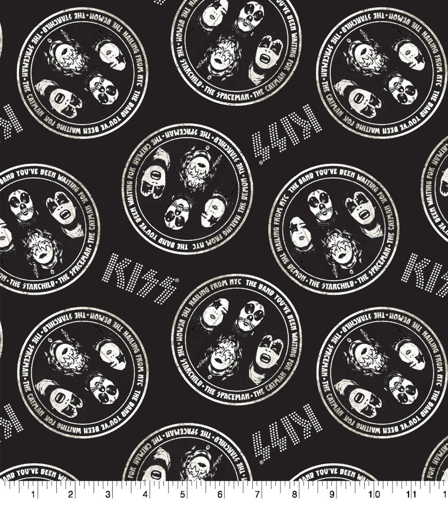 Epic Kiss Rock Names Cotton Fabric